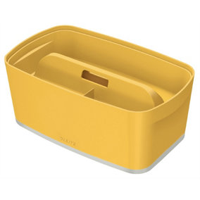 Leitz MyBox Cosy Storage Box with Organiser Tray Small in Warm Yellow