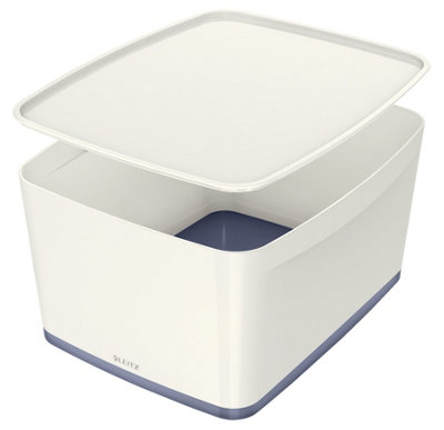 Leitz MyBox White Grey 4-Pack Large Storage Box with Lid A4 18 Litre