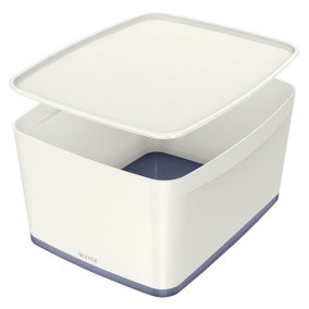 Leitz MyBox White Grey 4-Pack Large Storage Box with Lid A4 18 Litre
