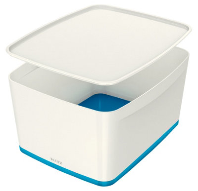 Leitz MyBox Wow White Blue 4-Pack Large Storage Box with Lid 18 Litre