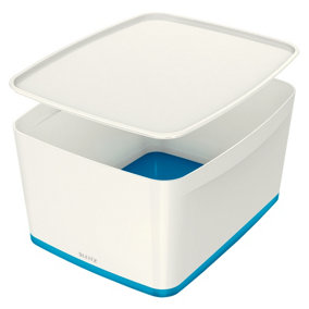 Leitz MyBox Wow White Blue 4-Pack Large Storage Box with Lid 18 Litre
