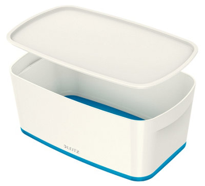 Leitz MyBox Wow White Blue 4-Pack Small Storage Box with Lid 5 Litre