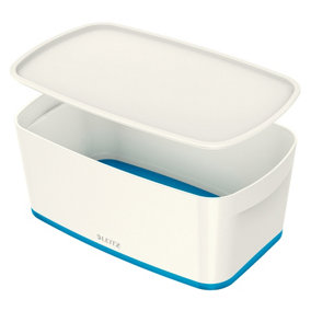 Leitz MyBox Wow White Blue 4-Pack Small Storage Box with Lid 5 Litre