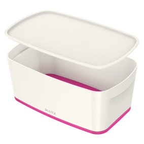Leitz MyBox Wow White Pink 4-Pack Small Storage Box with Lid 5 Litre