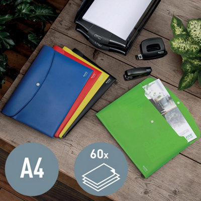Leitz Recycle Document Wallet, 60 A4 Sheet Filing Capacity, Button ...