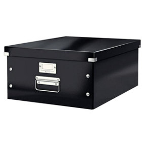Leitz Wow Click & Store Black Storage Box with Metal Handles Large