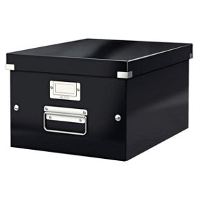 Leitz Wow Click & Store Black Storage Box with Metal Handles Medium