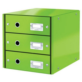 Leitz Wow Click & Store Green 3 Drawer Cabinet with Thumbhole and Label Holders A4