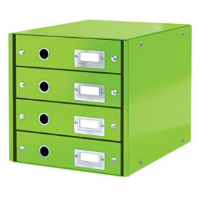 Leitz Wow Click & Store Green 4 Drawer Cabinet with Thumbholes and Label Holders A4