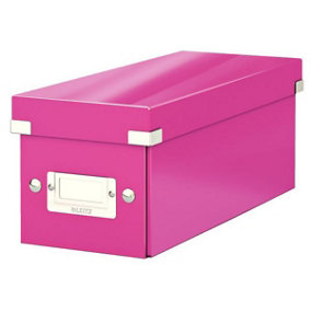 Leitz Wow Click & Store Pink CD Storage Box with Label Holder