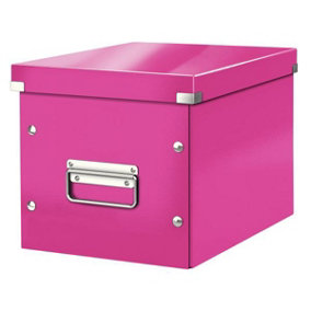 Leitz Wow Click & Store Pink Cube Storage Box Medium