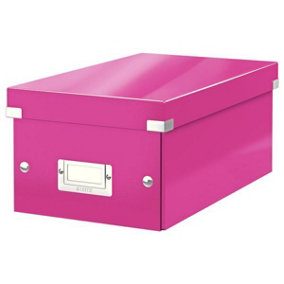 Leitz Wow Click & Store Pink DVD Storage Box with Label Holder