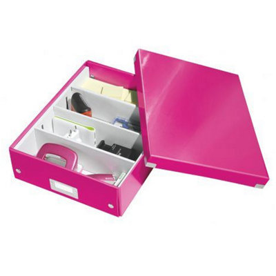 Leitz Wow Click & Store Pink Organiser Box Medium