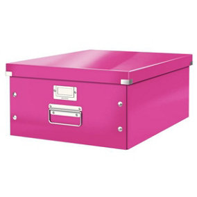 Leitz Wow Click & Store Pink Storage Box with Metal Handles Large