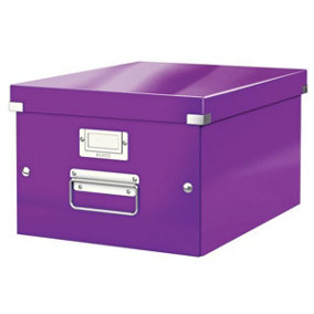 Leitz Wow Click & Store Purple Storage Box with Metal Handles Medium