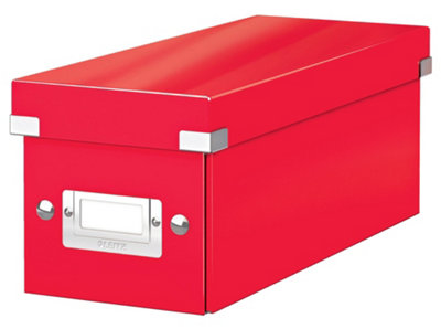 Leitz Wow Click & Store Red CD Storage Box with Label Holder