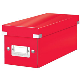 Leitz Wow Click & Store Red CD Storage Box with Label Holder