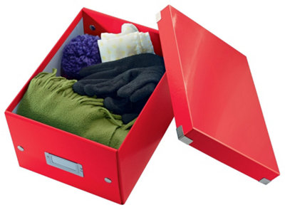 Leitz Wow Click & Store Red Storage Box with Label Holder Small