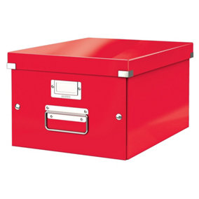 Leitz Wow Click & Store Red Storage Box with Metal Handles Medium