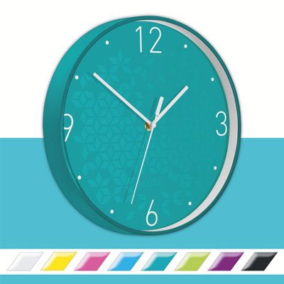 Leitz WOW Silent Office Bedroom Kitchen Wall Clock Ice Blue 29cm D