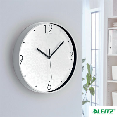 Leitz WOW Silent Office Bedroom Kitchen Wall Clock White 29cm D
