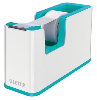 Leitz Wow White Ice Blue One-Hand Operation Tape Dispenser