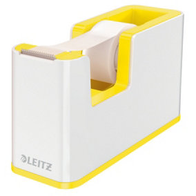 Leitz Wow White Yellow One-Hand Operation Tape Dispenser