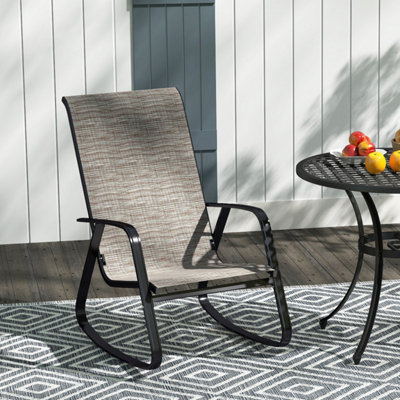 Leke Fizi Metal Light Brown Outdoor Rocking Garden Chair - High Back ...