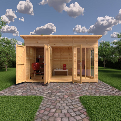 Lela 12 x 8 Summerhouse including Storage - L282.1 x W371.4 x H227.5 cm