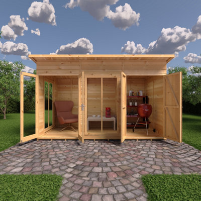 Lela 12x6 Summerhouse including Storage - L222.8 x W371.4 x H228.4 cm