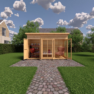 Lela 16x4 Summerhouse including Storage - L162.1 x W490.4 x H230.5 cm