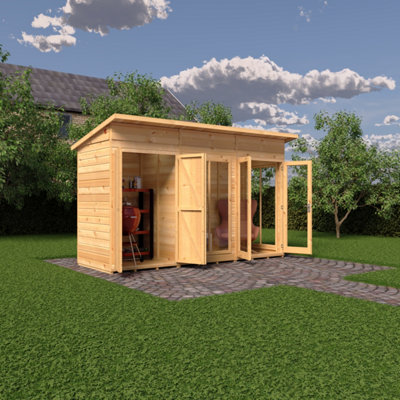 Lela 16x4 Summerhouse including Storage - L162.1 x W490.4 x H230.5 cm - 3