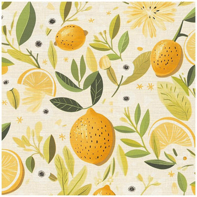 Lemon Tree Wallpaper Textured Paste The Wall Vinyl Floral Yellow Green White