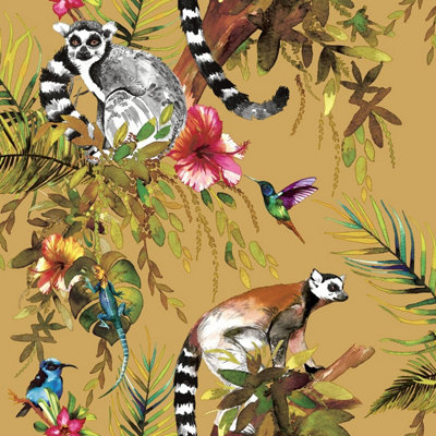 Lemur Wallpaper Yellow Ochre Holden 13050