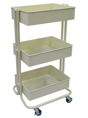 Lena 3-Tier Storage Rolling Cart, For Office/Beauty Salon/Home,Vanilla