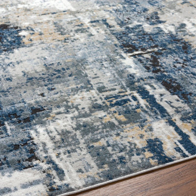 LENA Abstract Modern Marble Denim Area Rug 160 x 220 cm