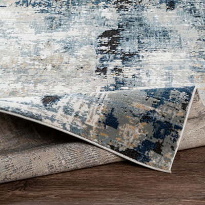 LENA Abstract Modern Marble Denim Area Rug 160 x 220 cm