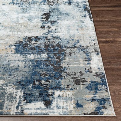 LENA Abstract Modern Marble Denim Area Rug 160 x 220 cm