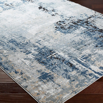 LENA Abstract Modern Marble Denim Area Rug 160 x 220 cm