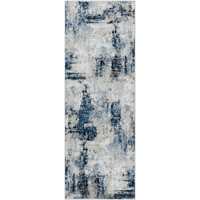 LENA Abstract Modern Marble Denim Area Rug 60 x 90 cm