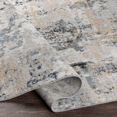 LENA Abstract Modern Marble Medium Grey Area Rug 160 x 220 cm