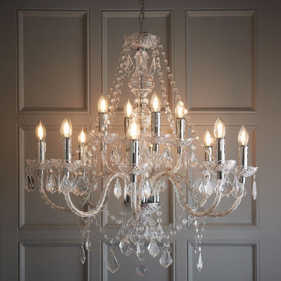 Lenora Chrome & Acrylic 12 light Chandelier