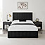 Leo Black Velvet Fabric King Size 5FT Ottoman Storage Bed Frame