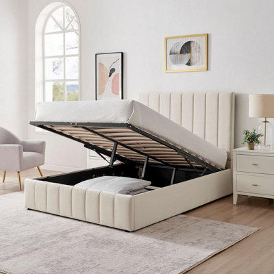 Cream double ottoman bed discount