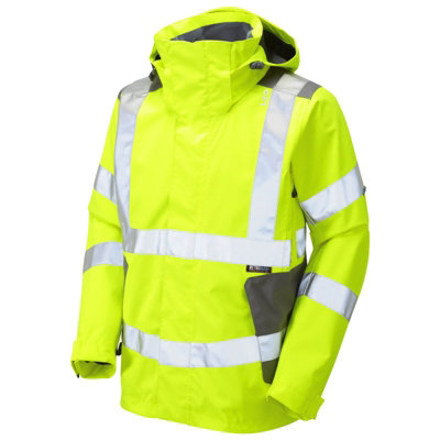 Leo EXMOOR recycled breathable waterproof high visibility yellow coat J04