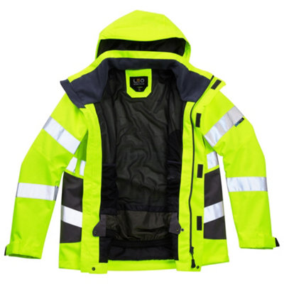 Leo EXMOOR recycled breathable waterproof high visibility yellow coat J04