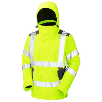 Leo EXMOOR recycled breathable waterproof high visibility yellow coat J04