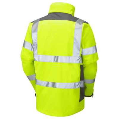 Leo EXMOOR recycled breathable waterproof high visibility yellow coat J04