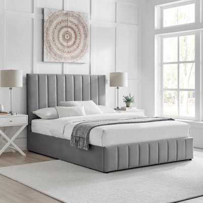 Grey bed deals base and headboard