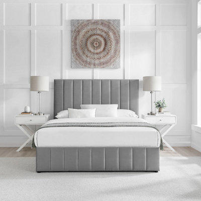 Light grey king size bed deals frame